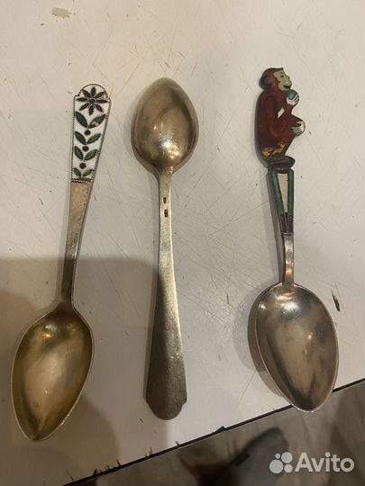 Ложка серебро эмаль СССР