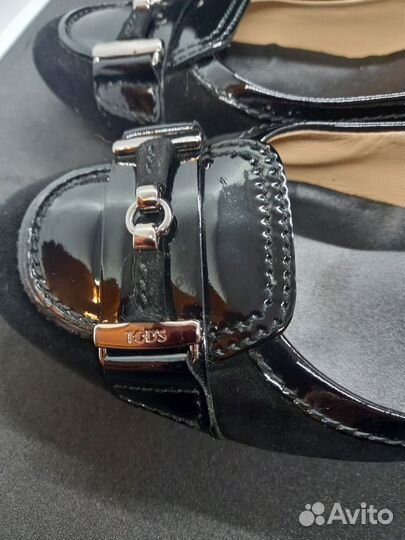 Туфли женские черные 38,5 р замшевые лаковые Tod'S