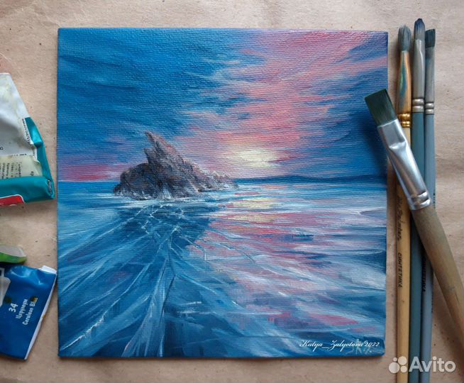 Картина маслом. Пейзаж. Лёд. Озеро Байкал