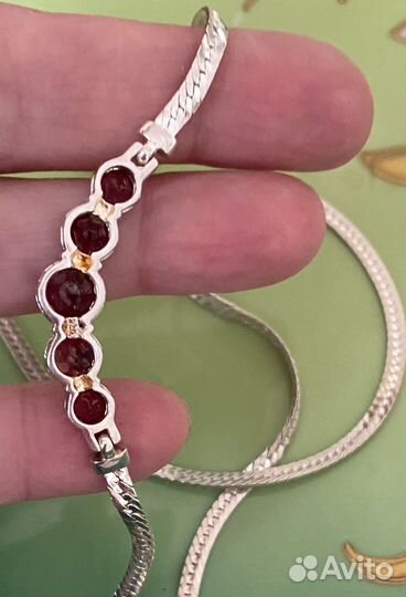 Серебряное колье винтаж с гранатами (родолит)