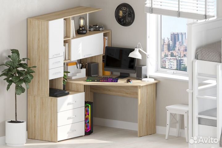 Компьютерный стол угловой с надстройкой