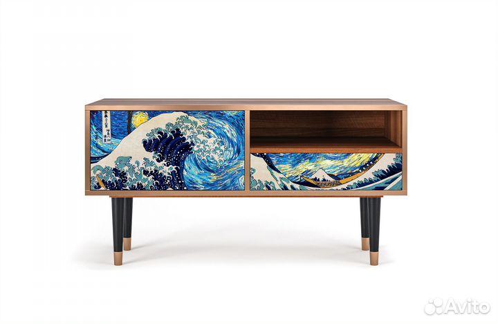 Тв-тумба T3 - Орех - The Great Wave off Kanagawa