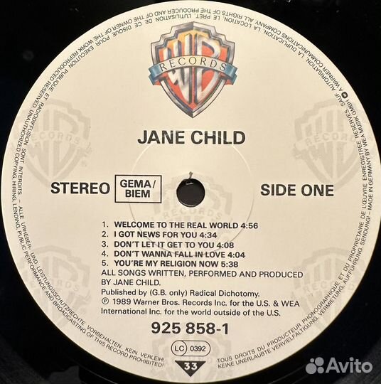 Jane Child – Jane Child (Германия 1989г.)