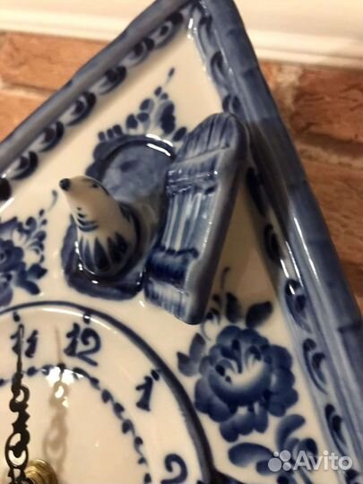 Гжель фарфор часы настенные 