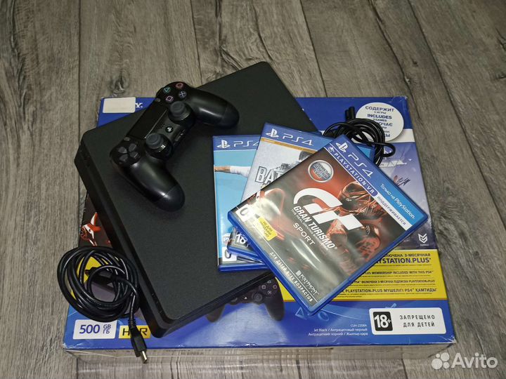 PS4 Slim 500gb 3 игры