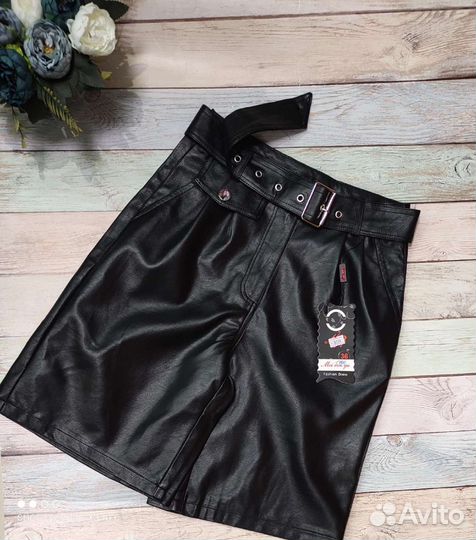 Кожаные шорты бермуды