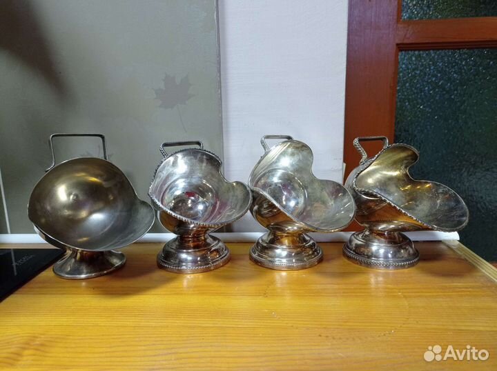 Старинные сахарницы, латунь, серебрение, Англия