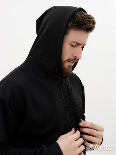 Оверсайз худи на молнии зипка y2k черная