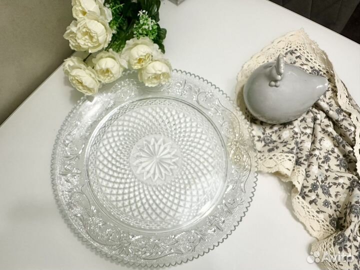 Блюдо сервировочное стекло круглое 36 см