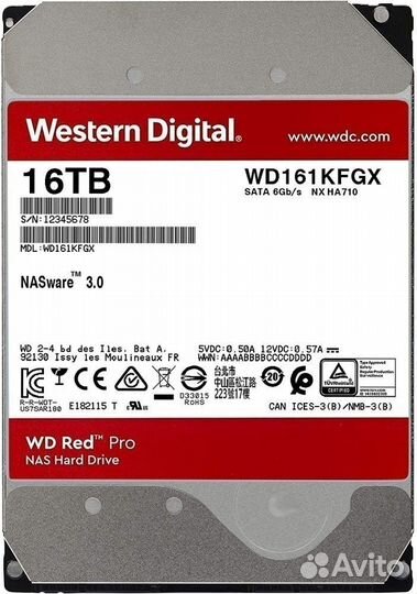 Жёсткий диск 16Tb sata-III WD Red Pro (WD161kfgx)