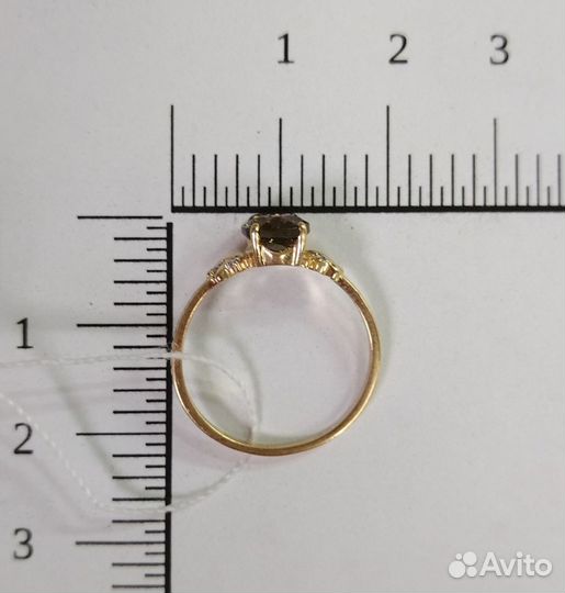 Золотое кольцо с дымчатым кварцем (11700)