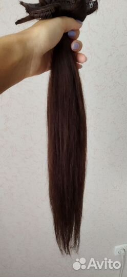Натуральные волосы на заколках 50 см