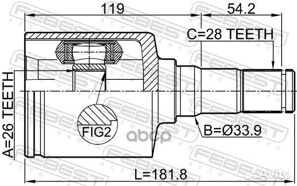 ШРУС внутренний левый 26X33.9X28 подходит для ford