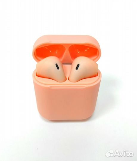 Яркие беспроводные наушники i12pods pink.Нов-е,м-н