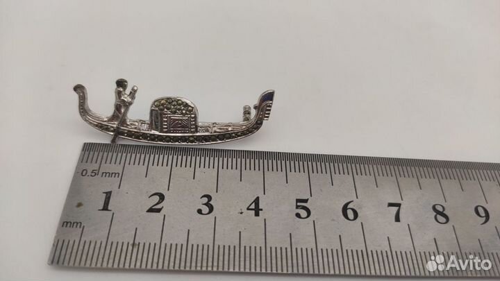 Брошь серебро 925 проба марказиты, нач. XX в. №7