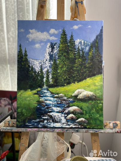 Картина маслом горный пейзаж