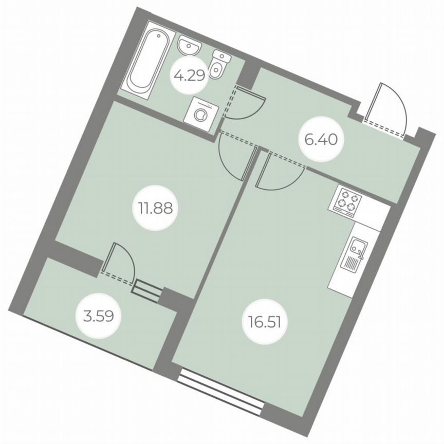 1-к. квартира, 40,9 м², 1/7 эт.