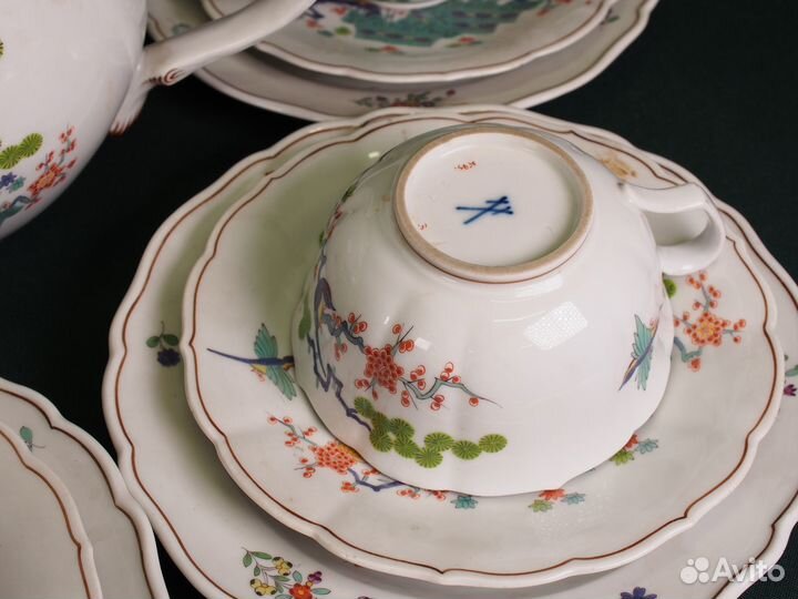 Антикварный фарфоровый чайный сервиз. Meissen