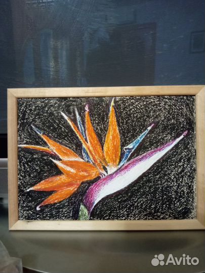 Цветок пастелью. Бумага