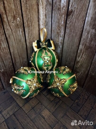 Шары на елку ручной работы на заказ, зелёные
