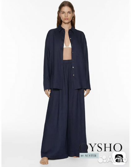 Брюки льняные палацио шикарного чернильного цвета