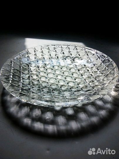 Блюдо Bohemia,Чехи, хрусталь, алмазная грань