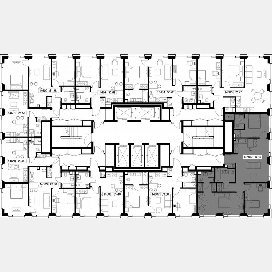 3-к. квартира, 90,2 м², 46/52 эт.