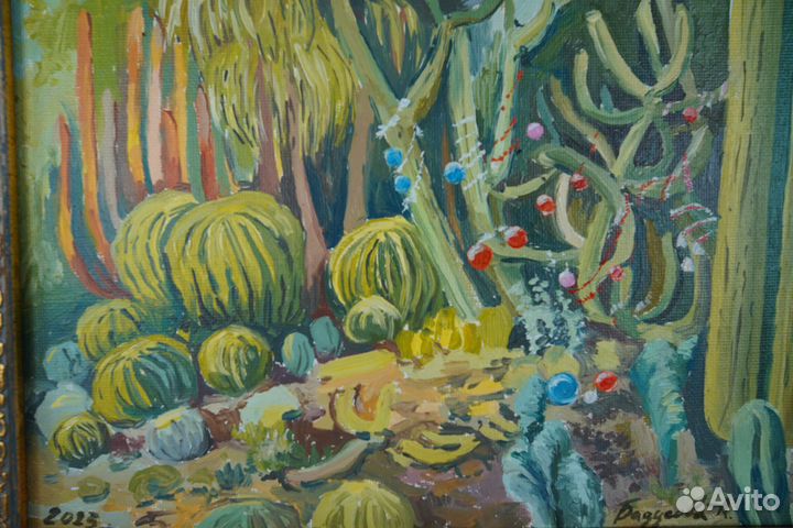 Картина маслом на холсте, пейзаж в саду с натуры