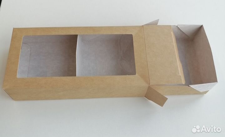 Коробка пенал с окном, крафт, 700 мл, 1500 мл