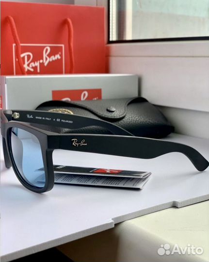 Очки ray ban justin polaroid голубые