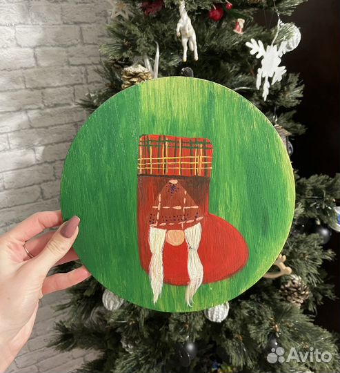 Разделочная доска с новогодним рисунком