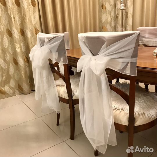 Аренда белых бантов 50 шт на стулья