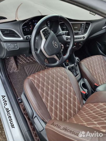 Чехлы Hyundai Solaris - Kia Rio - LADA Vesta Корич