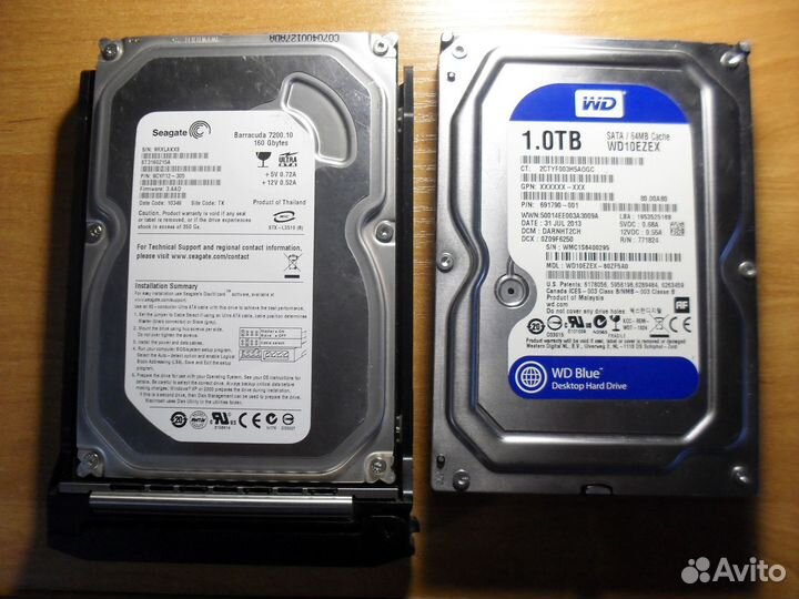 Жесткий диск 3.5 на 1тб и 160гб с салазками