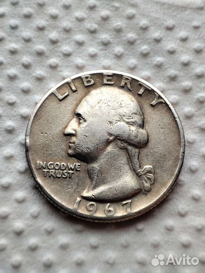 Монета 1/4 доллара(25 центов) 1967 года. США