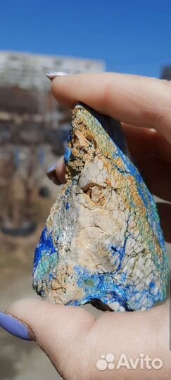 Азурмалахит камень срез минерал