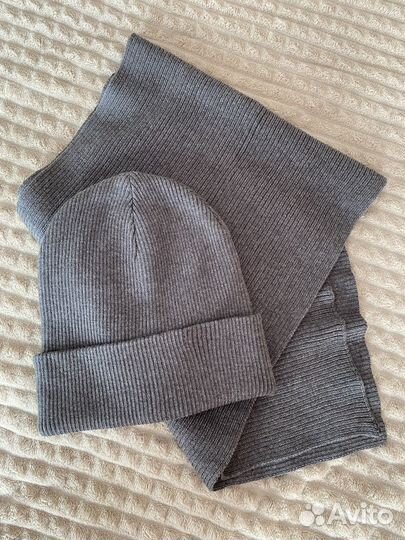 Комплект шапка и шарф мужской