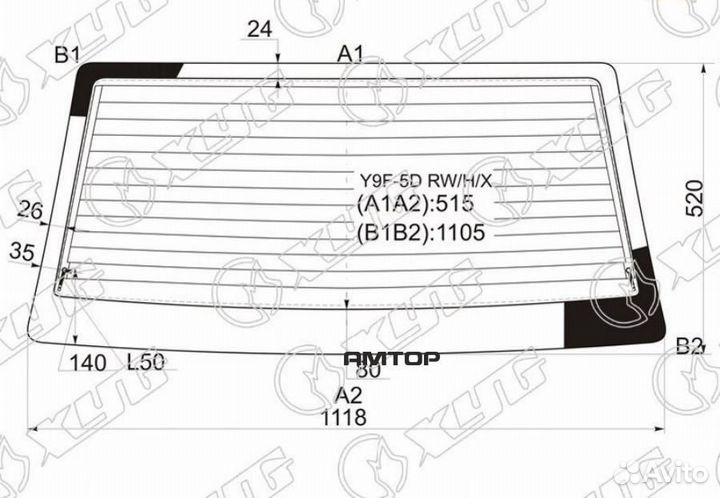 XYG Y9F-5D RW/H/X Стекло заднее с обогревом suzuki