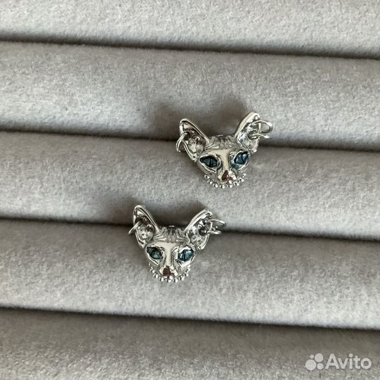 Серьги кошка с пирсингом