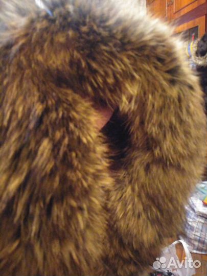 Шапка капюшон женская, енот