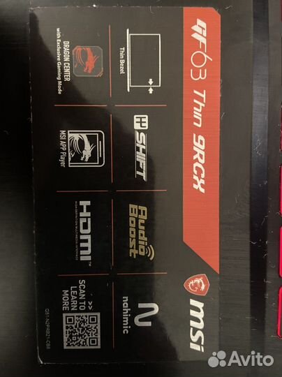 Игровой ноутбук msi GF63 i5 9300H / GTX 1050TI 4GB