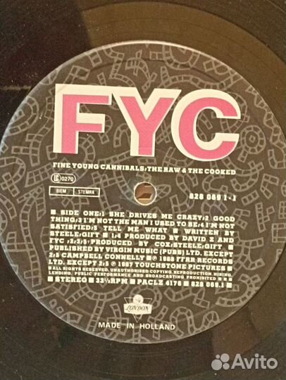 Пластинка LP. FYC