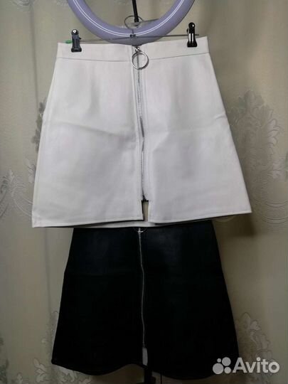 Кожаная mini мини юбка 42 размер