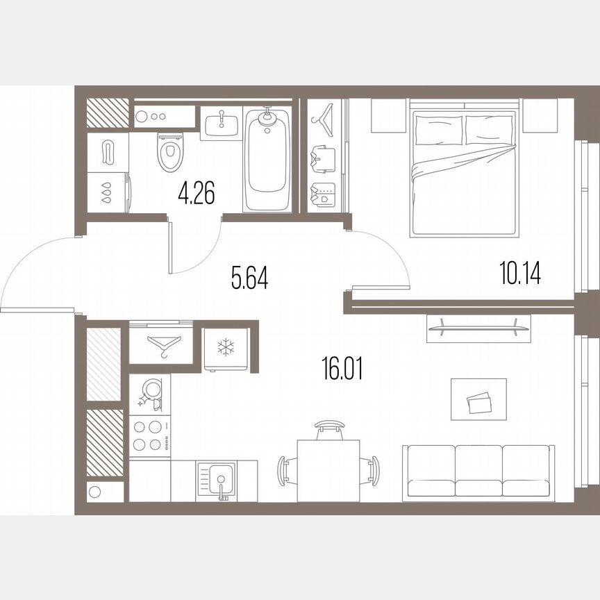 1-к. квартира, 36,1 м², 2/10 эт.