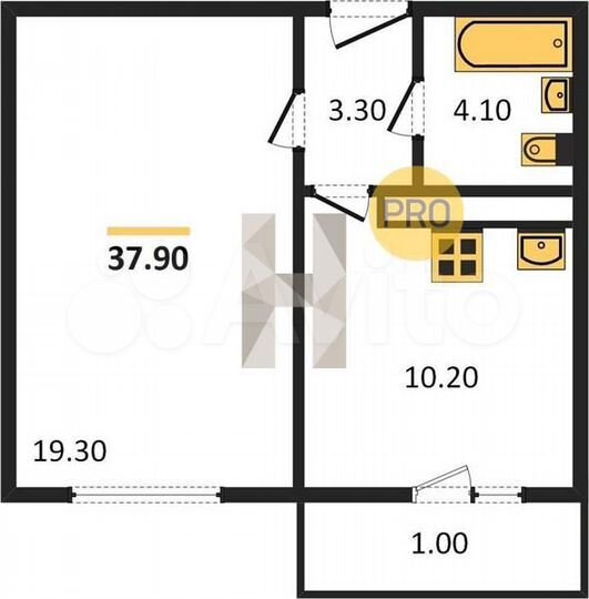 1-к. квартира, 37,9 м², 7/17 эт.