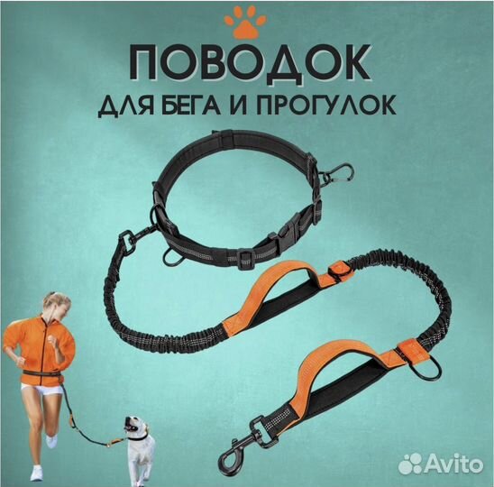 Поводок для бега и прогулок с собакой новый