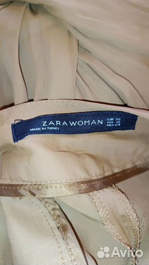 Брюки палаццо Zara горчичные шелковые брюки 42