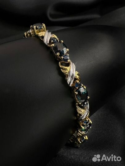 Золотой браслет с сапфирами 585 проба 14.41 гр