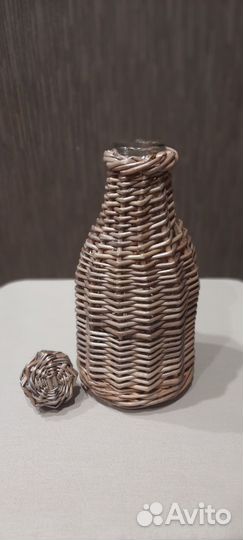 Оплетеный бутыль, плетеный, ёмкость плетеная
