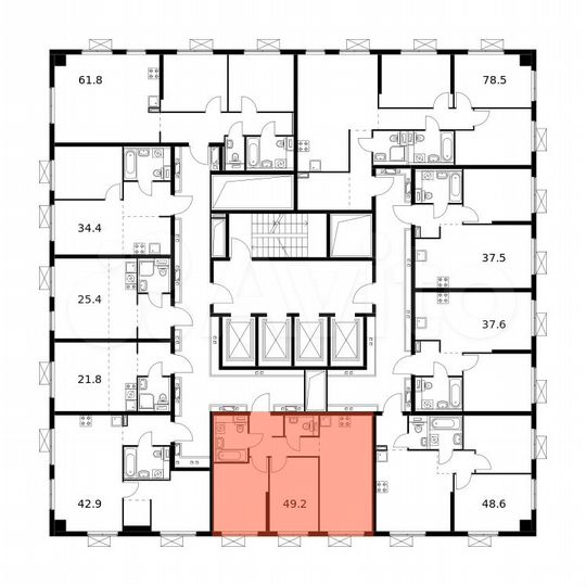 2-к. квартира, 49,2 м², 16/33 эт.